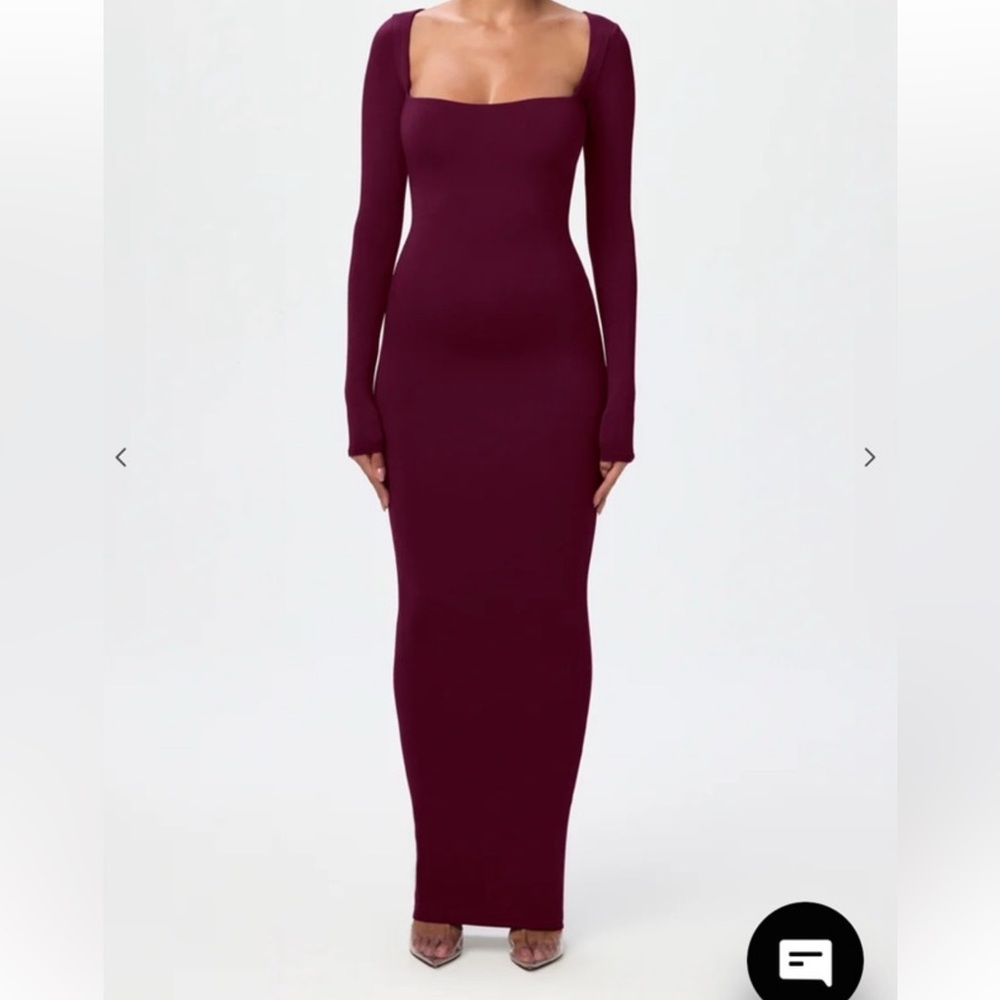 Naked Wardrobe Long Sleeve Dress in Deep Burgundy
